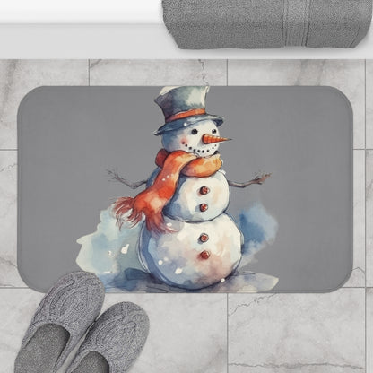 Frosty Winter Snowman Christmas - Bath Mat