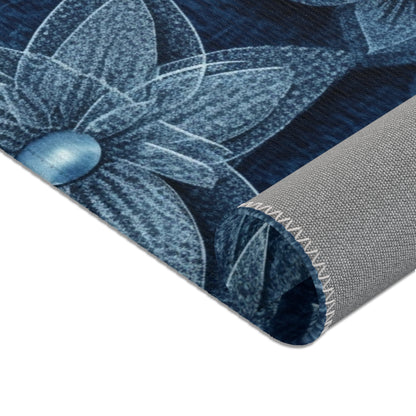 Hawaiian Flower Design - Denim-Inspired Decor Piece - Area Rugs