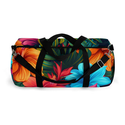 Vibrant Hawaiian-Inspired Tropical Floral Pattern Design Duffel Bag