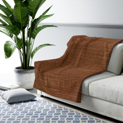 Luxe Dark Brown: Denim-Inspired, Distinctively Textured Fabric - Sherpa Fleece Blanket