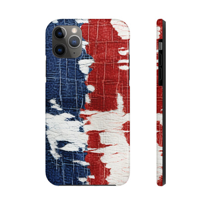 Patriotic Red, White & Blue: Distressed Denim-Style, Torn Fabric - Tough Phone Cases