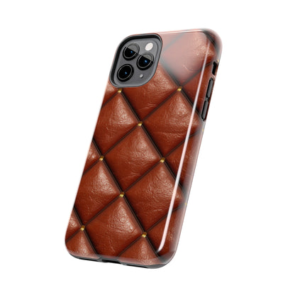 Brown Leather Cognac Pattern Rugged Durable Design Style - Tough Phone Cases