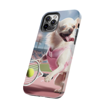 Chihuahua Tennis Ace: Dog Pink Outfit, Court Atheletic Sport Game - Tough Phone Cases