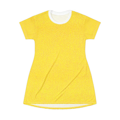 Sunshine Yellow Lemon: tela alegre e inspirada en la mezclilla - Vestido tipo camiseta (AOP) 