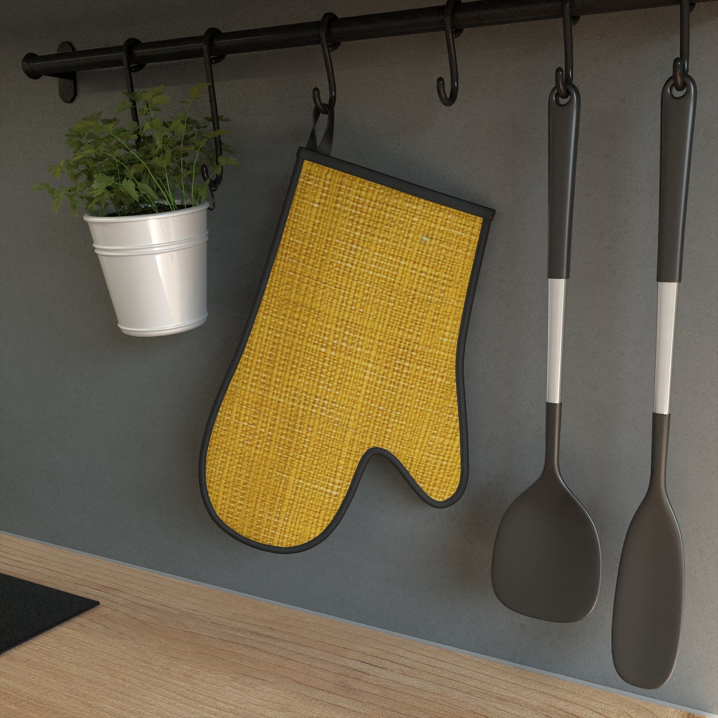 Radiant Sunny Yellow: Denim-Inspired Summer Fabric - Oven Glove