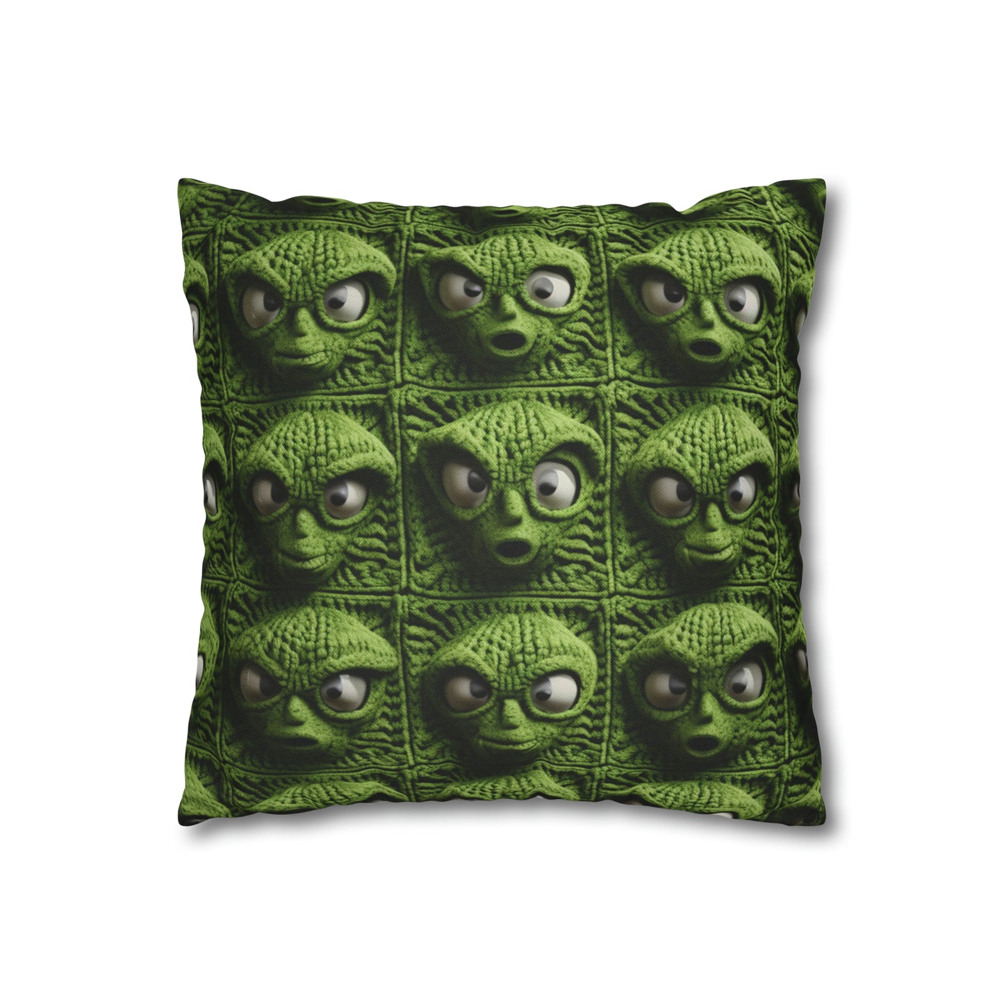 Alien Granny Square Crochet - Galacitc Space Sci fi Fantasy Theme - Spun Polyester Square Pillow Case