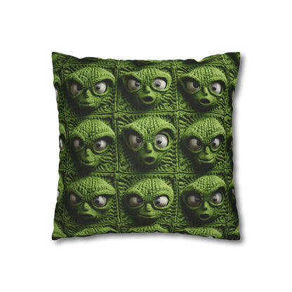 Alien Granny Square Crochet - Galacitc Space Sci fi Fantasy Theme - Spun Polyester Square Pillow Case