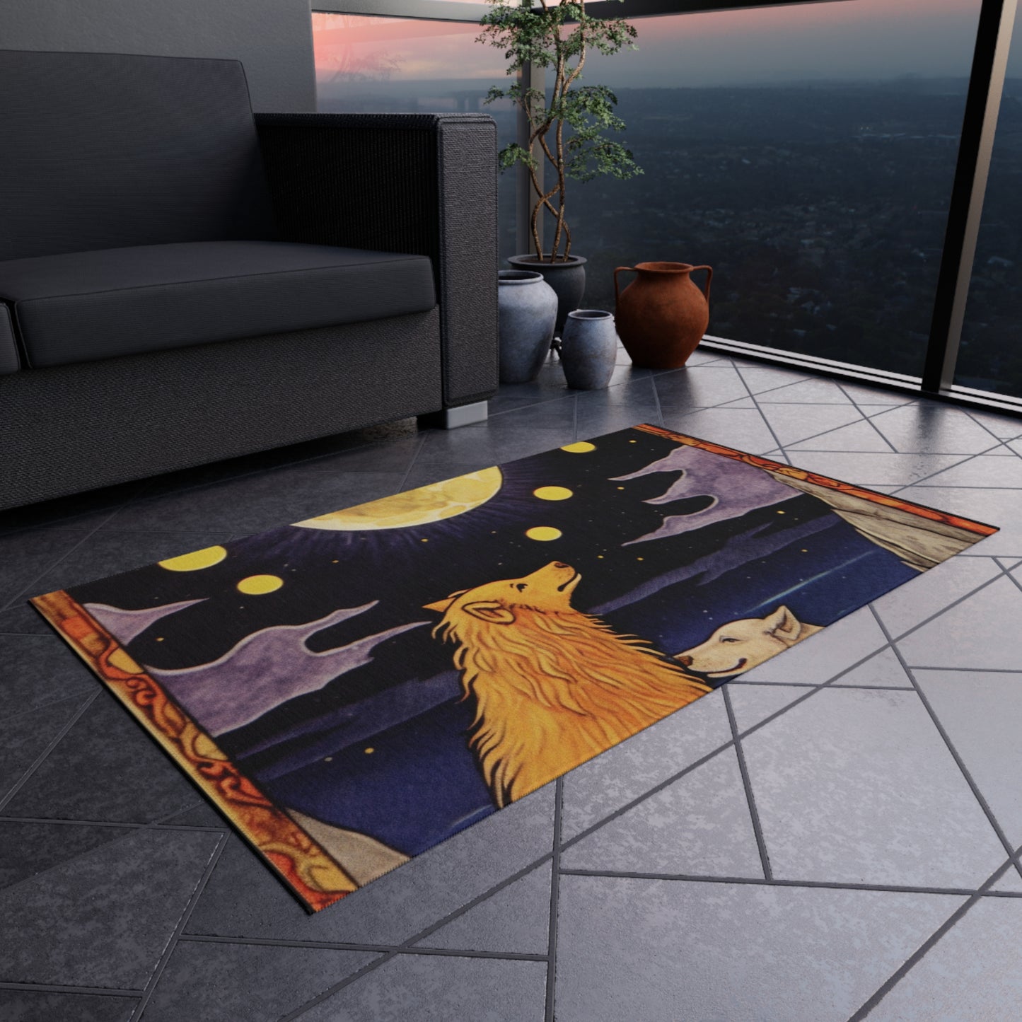 Moon Tarot Card Art - Embrace Your Intuition and Dreams - Outdoor Rug