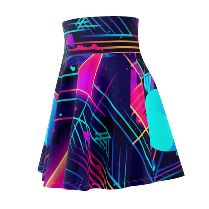 80s Synthwave Retro-Futuristic Inspired Pattern Design Women's Skater Skirt (AOP)