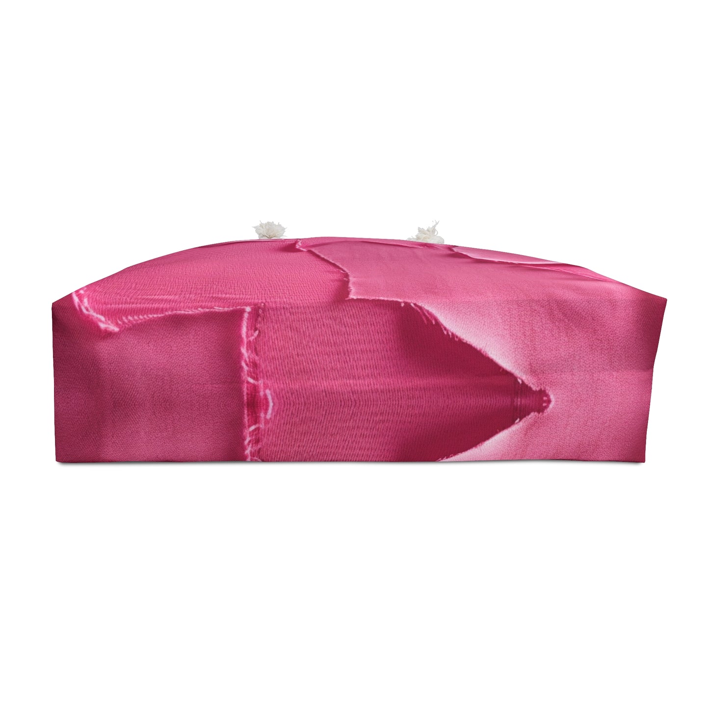 Distressed Neon Pink: Edgy, Ripped Denim-Inspired Doll Fabric - Weekender Bag