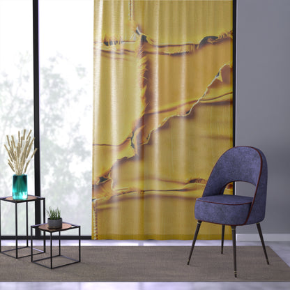 Banana Yellow Lemon: Bold Distressed, Denim-Inspired Fabric - Window Curtain