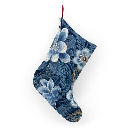 Flower Blossom Embroidery Floral on Denim Style - Christmas Stockings