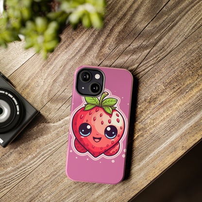 Kawaii Strawberry Adventure - Anime Classic Traditional Japanese Fruit - Otaku Artwork - Tough Phone Cases