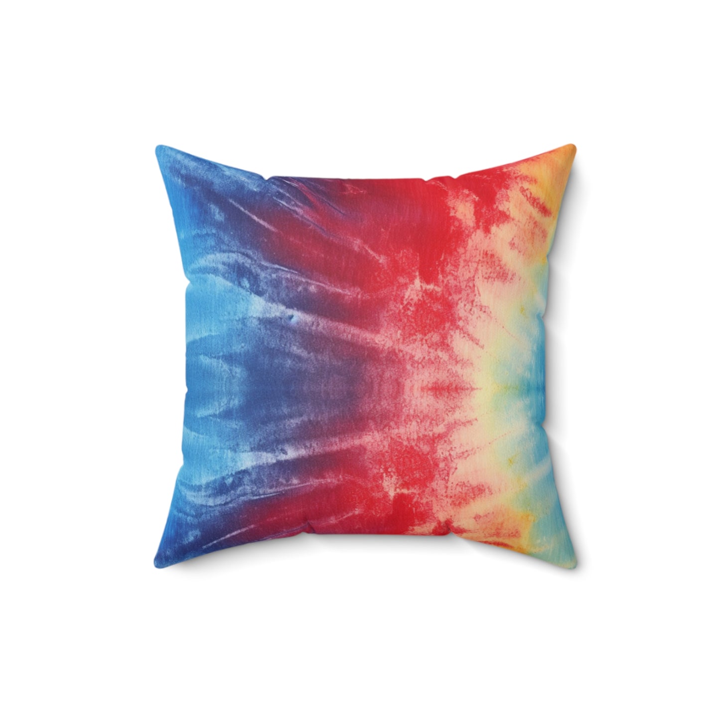 Rainbow Tie-Dye Denim: Vibrant Multi-Color, Fabric Design Spectacle - Spun Polyester Square Pillow