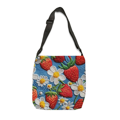 Orchard Berries: Juicy Sweetness from Nature's Garden - Fresh Strawberry Elegance - Adjustable Tote Bag (AOP)