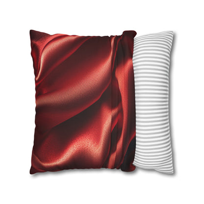 Red Silk, Spun Polyester Square Pillowcase