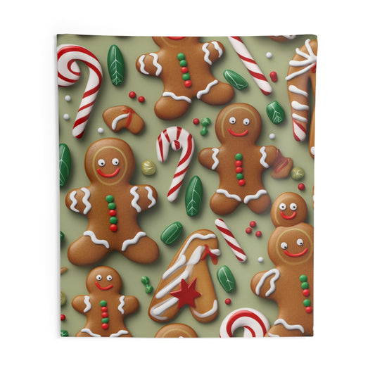 Gingerbread Man Christmas Cookie - Tree - Candy Cane - Indoor Wall Tapestries