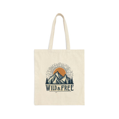 Wild and Free - Outdoor Adventure - Cotton Canvas Tote Bag