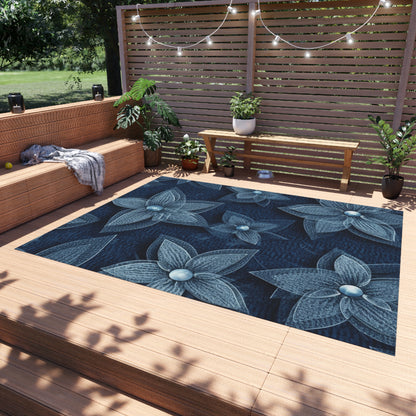 Hawaiian Flower Design - Denim-Inspired Decor Piece - Outdoor Rug