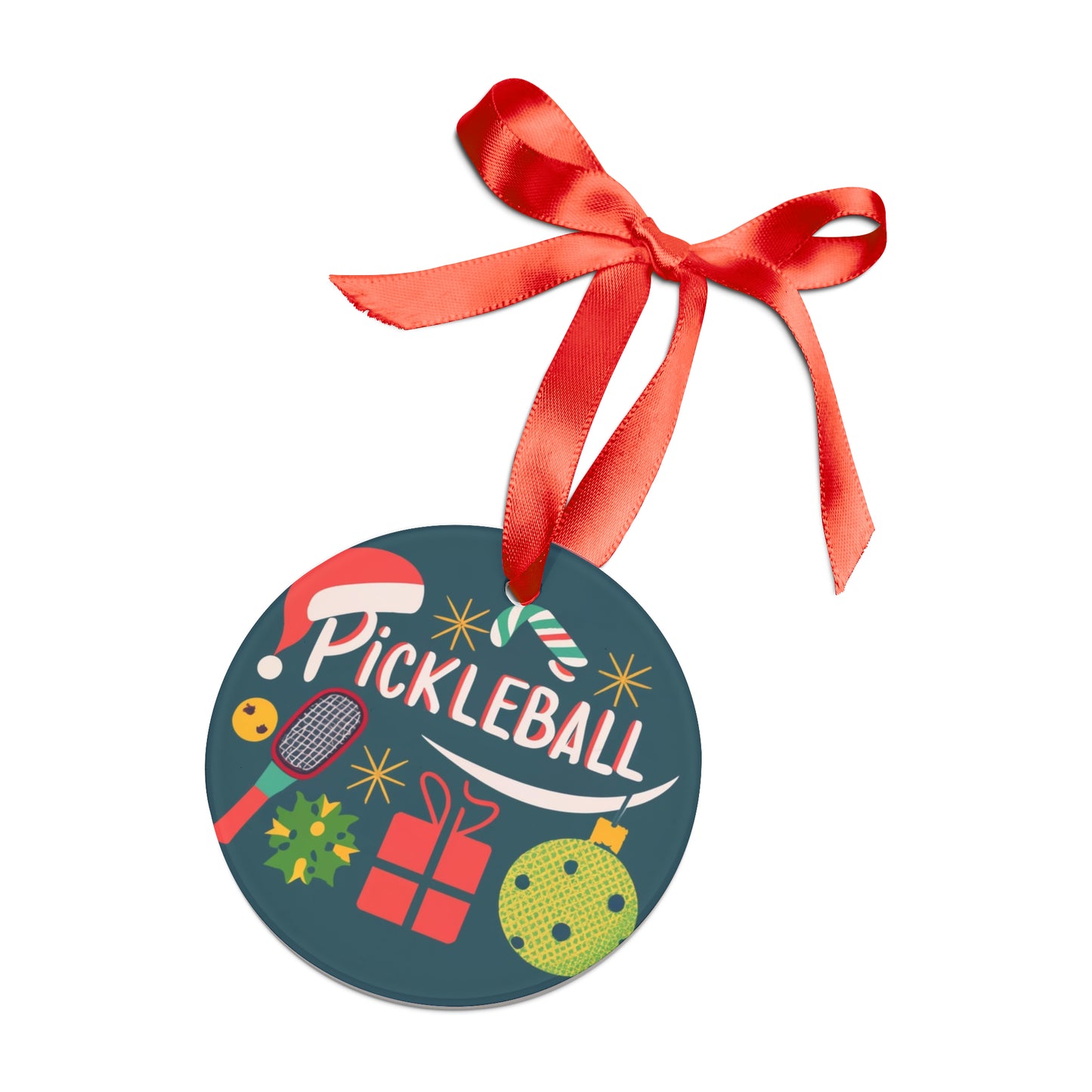 Pickleball Gift for Christmas - Acrylic Ornament with Ribbon