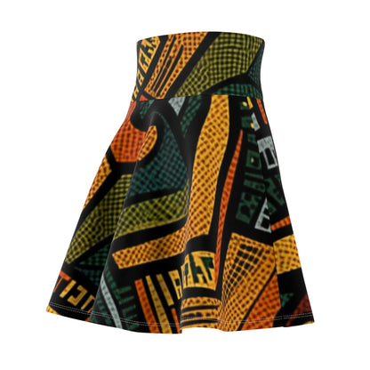 1960-1970s Style African Ornament Textile - Bold, Intricate Pattern - Women's Skater Skirt (AOP)