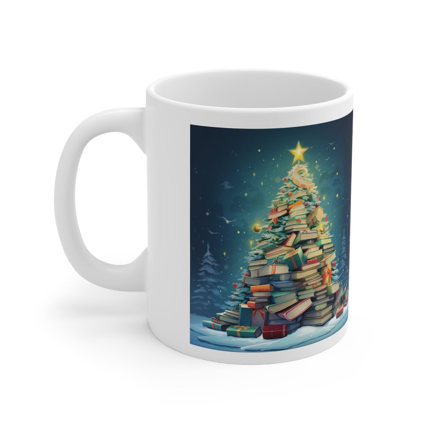 Book Worm Club Christmas Tree Seasonal Winter Holiday - Ceramic Mug 11oz