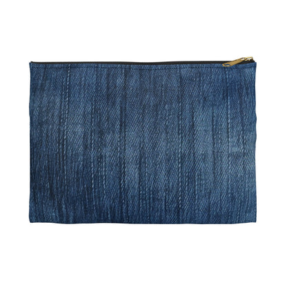 Indigo Splash: Washed Denim Reverie in Deep Blue - Accessory Pouch