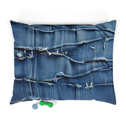 Midnight Blue Distressed Denim: Rugged, Torn & Stylish Design -  Dog & Pet Bed