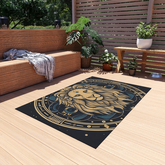 Leo Zodiac Sign - Mystic Circle Astrology Art Cosmic constellation - Outdoor Rug