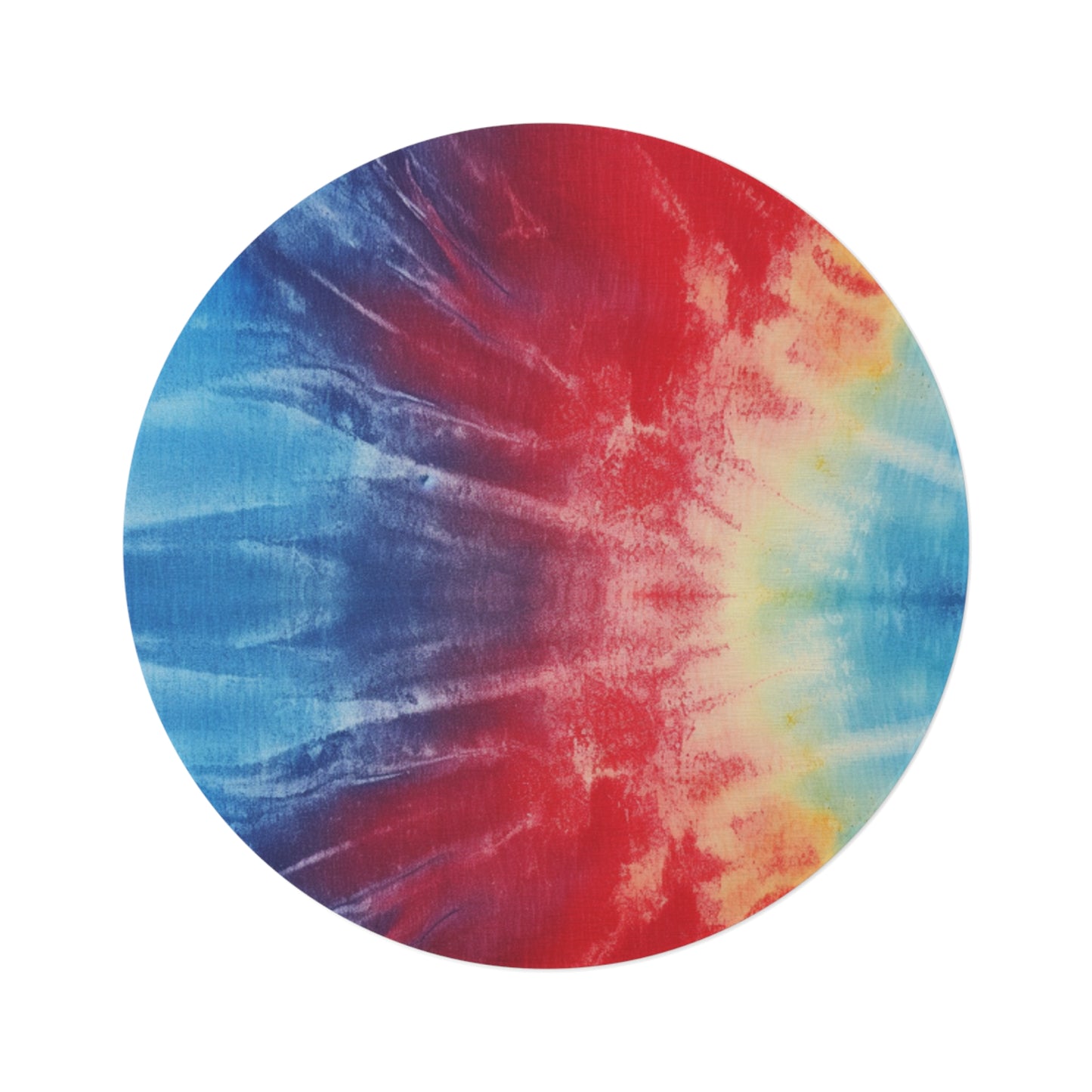 Rainbow Tie-Dye Denim: Vibrant Multi-Color, Fabric Design Spectacle - Round Rug