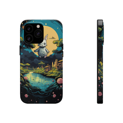 White Rabbit Mystery Psychedelic Fantasy Anime Cartoon Bunny - Tough Phone Cases