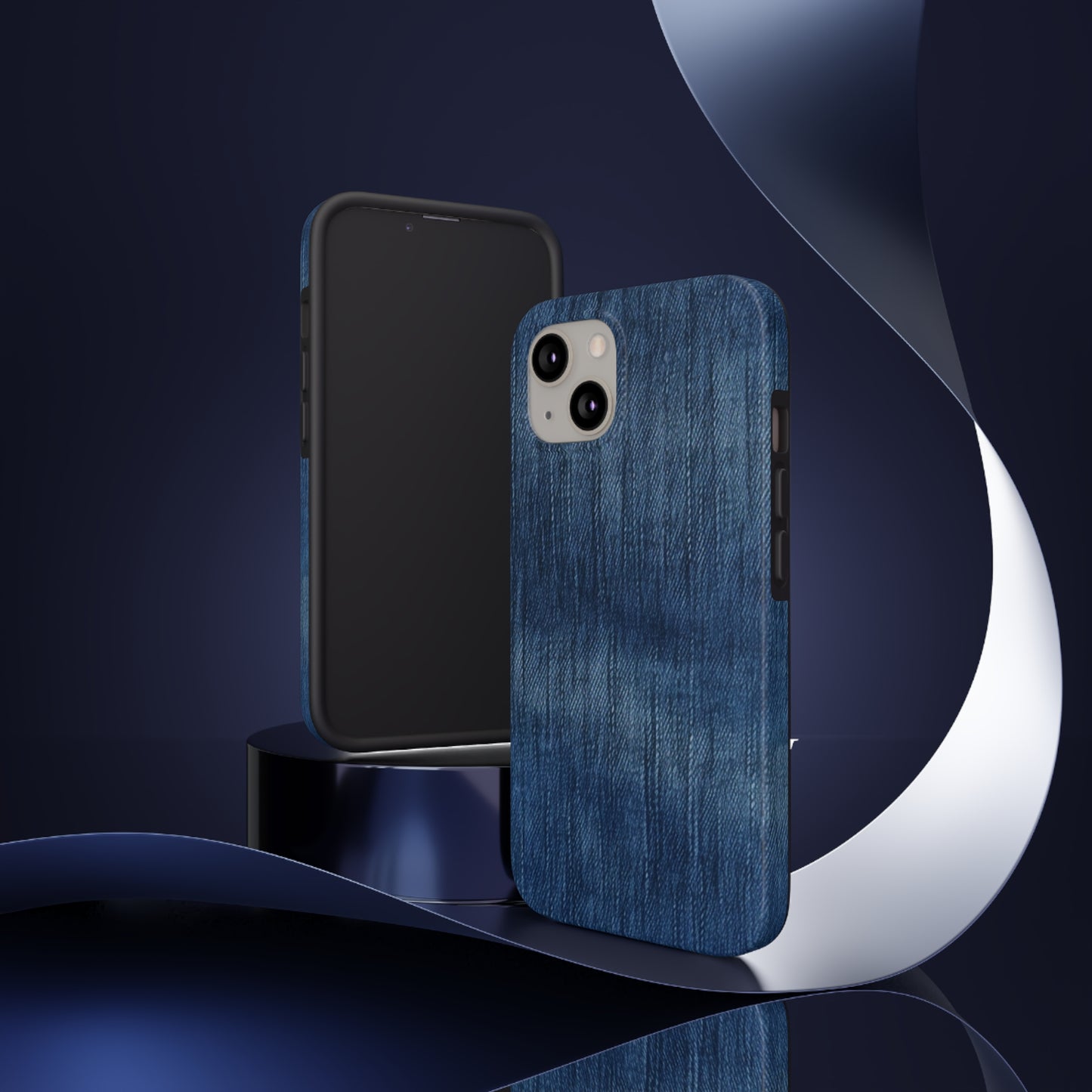 Indigo Splash: Washed Denim Reverie in Deep Blue - Tough Phone Cases