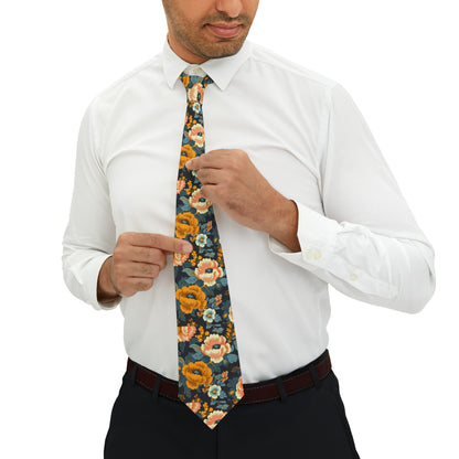 50s 60s Inspired High-Waisted Floral Flower Pattern - Necktie