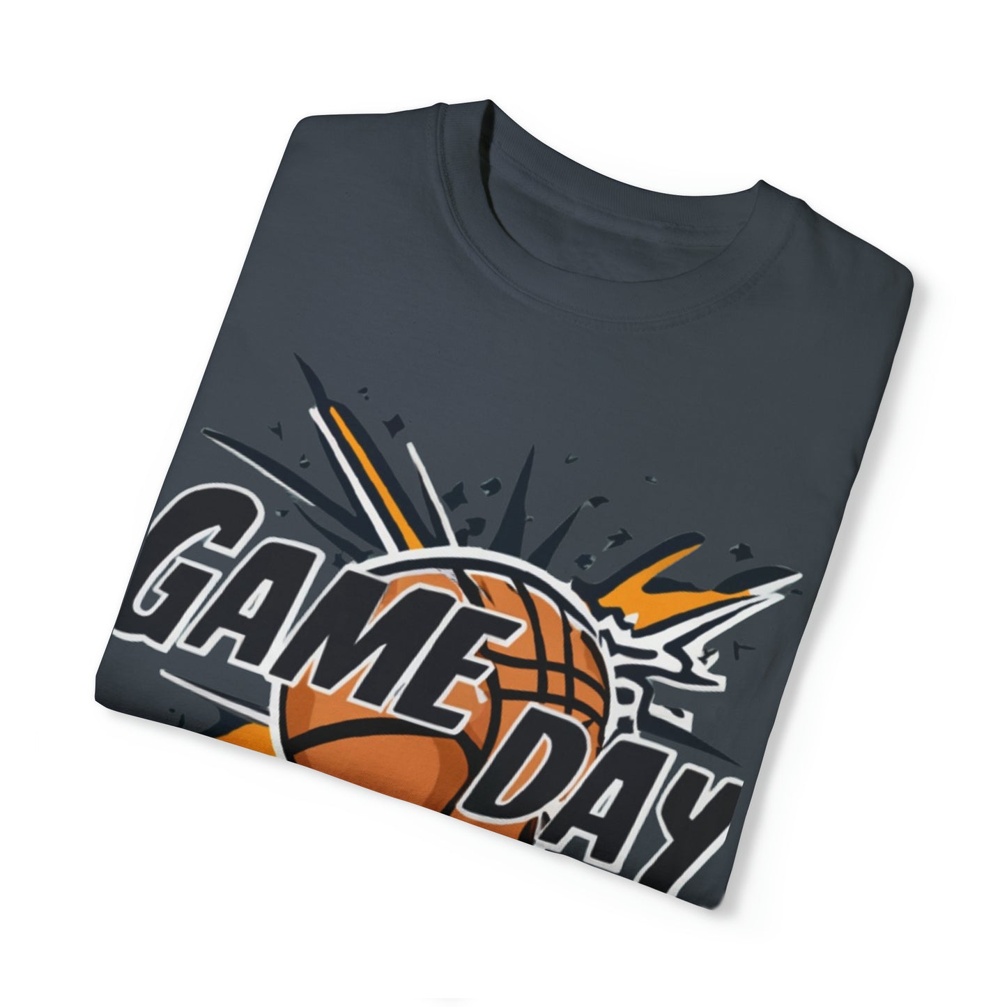 Game Day Slam Dunk Energy - Dynamic Basketball Explosion Graphic - Unisex Garment-Dyed T-shirt