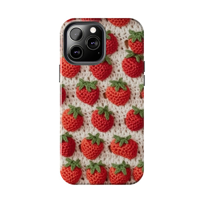 Strawberry Traditional Japanese, Crochet Craft, Fruit Design, Red Berry Pattern - Tough Phone Cases