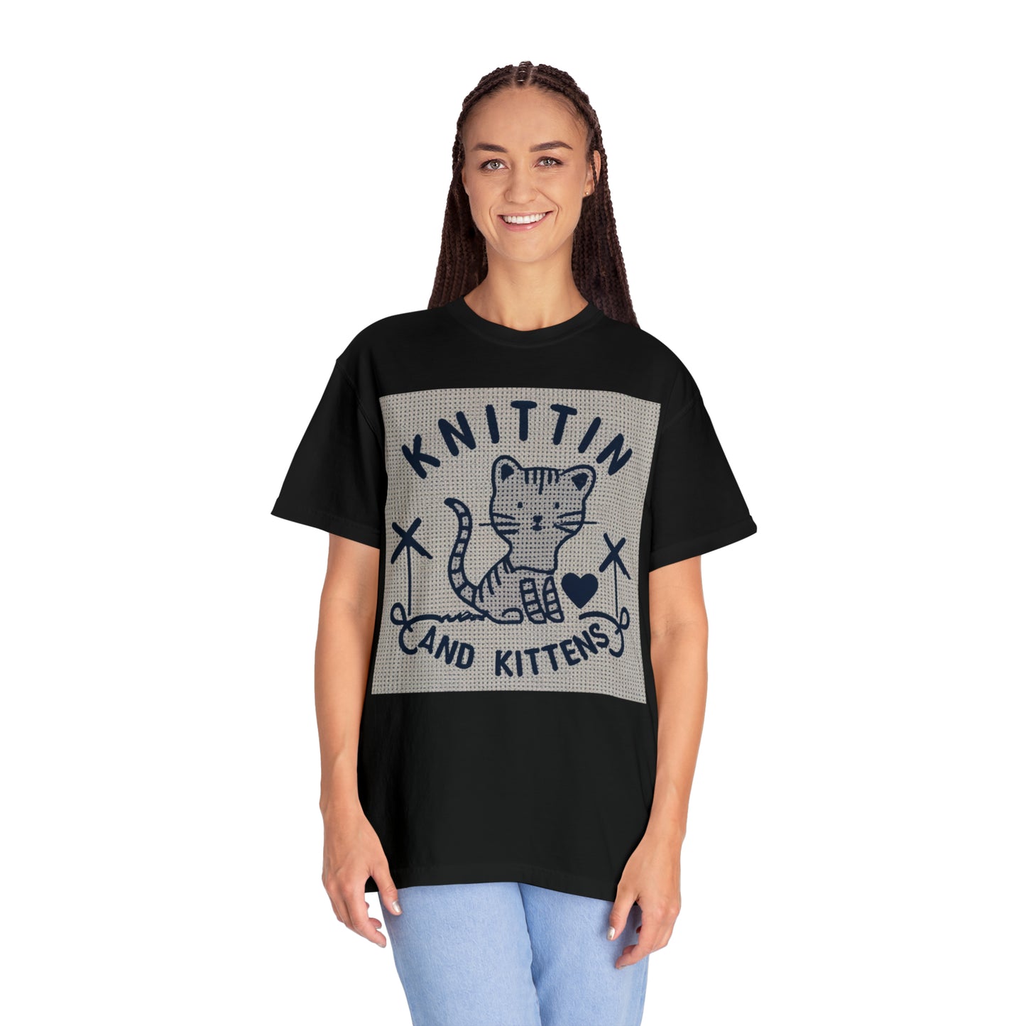 Knittin with Kittens: Cat Lover's Knitting Joy - Unisex Garment-Dyed T-shirt