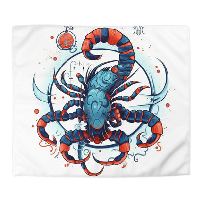 Cute Scorpio Zodiac Sign - Big Claws, Long Tail Cosmic Astrology Symbol - Microfiber Duvet Cover