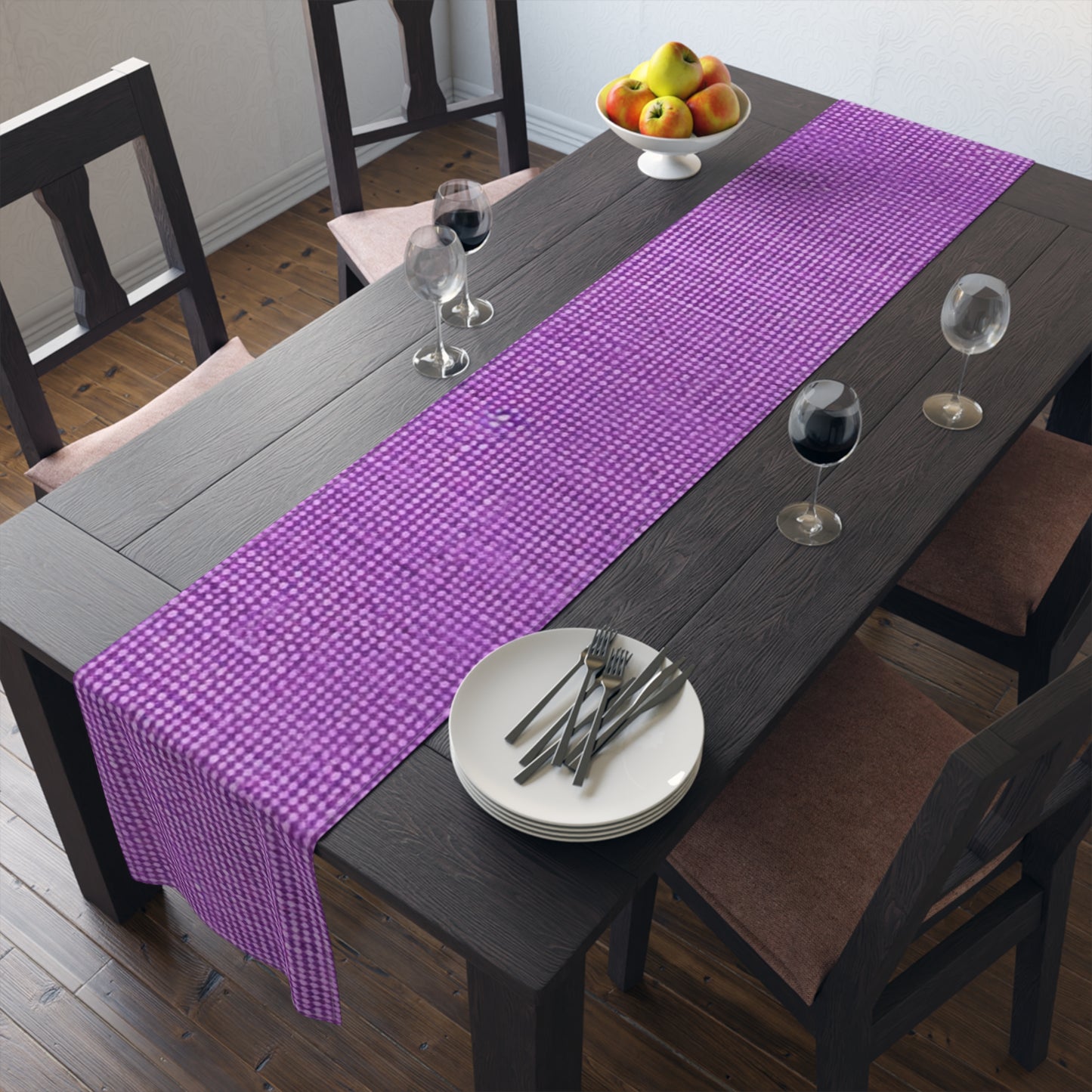 Hyper Iris Orchid Red: Denim-Inspired, Bold Style - Table Runner (Cotton, Poly)