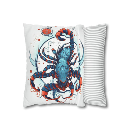 Cute Scorpio Zodiac Sign - Big Claws, Long Tail Cosmic Astrology Symbol - Spun Polyester Square Pillow Case