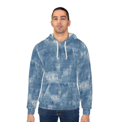 Azul descolorido descolorido: tela de estilo inspirada en la mezclilla - Sudadera con capucha unisex (AOP)