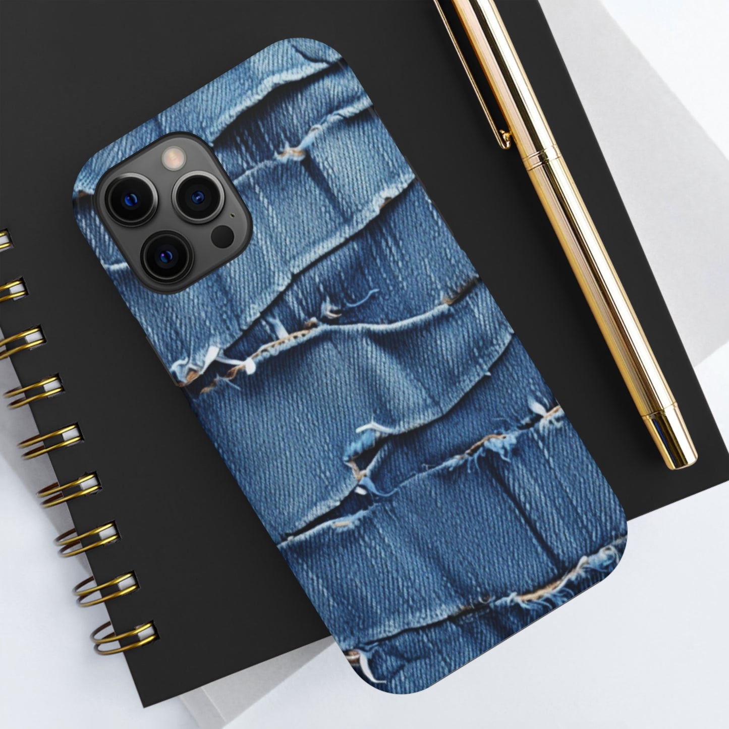 Midnight Blue Distressed Denim: Rugged, Torn & Stylish Design - Tough Phone Cases