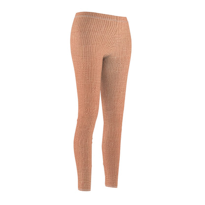 Soft Pink-Orange Peach: Denim-Inspired, Lush Fabric - Women's Cut & Sew Casual Leggings (AOP)