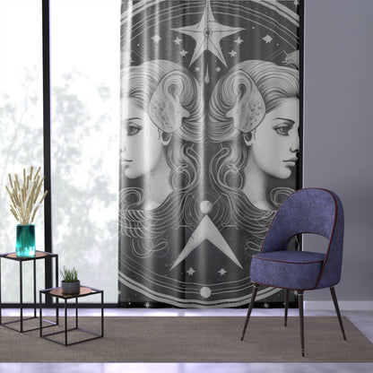 Cortinas fotográficas personalizadas Gemini, diseño de gemelos en blanco y negro, 100% poliéster, impresión a una cara