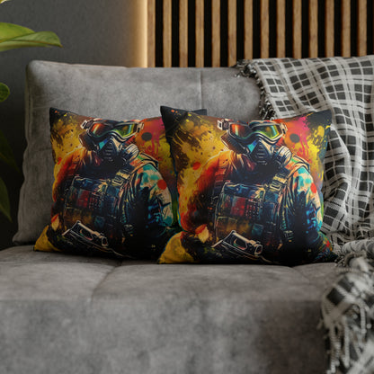 Paintball Game Sport: Professional Action Shot Target Player - Spun Polyester Square Pillow Case