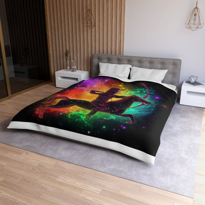 Colorful Sagittarius Zodiac Sign - Star Universe Theme - Microfiber Duvet Cover