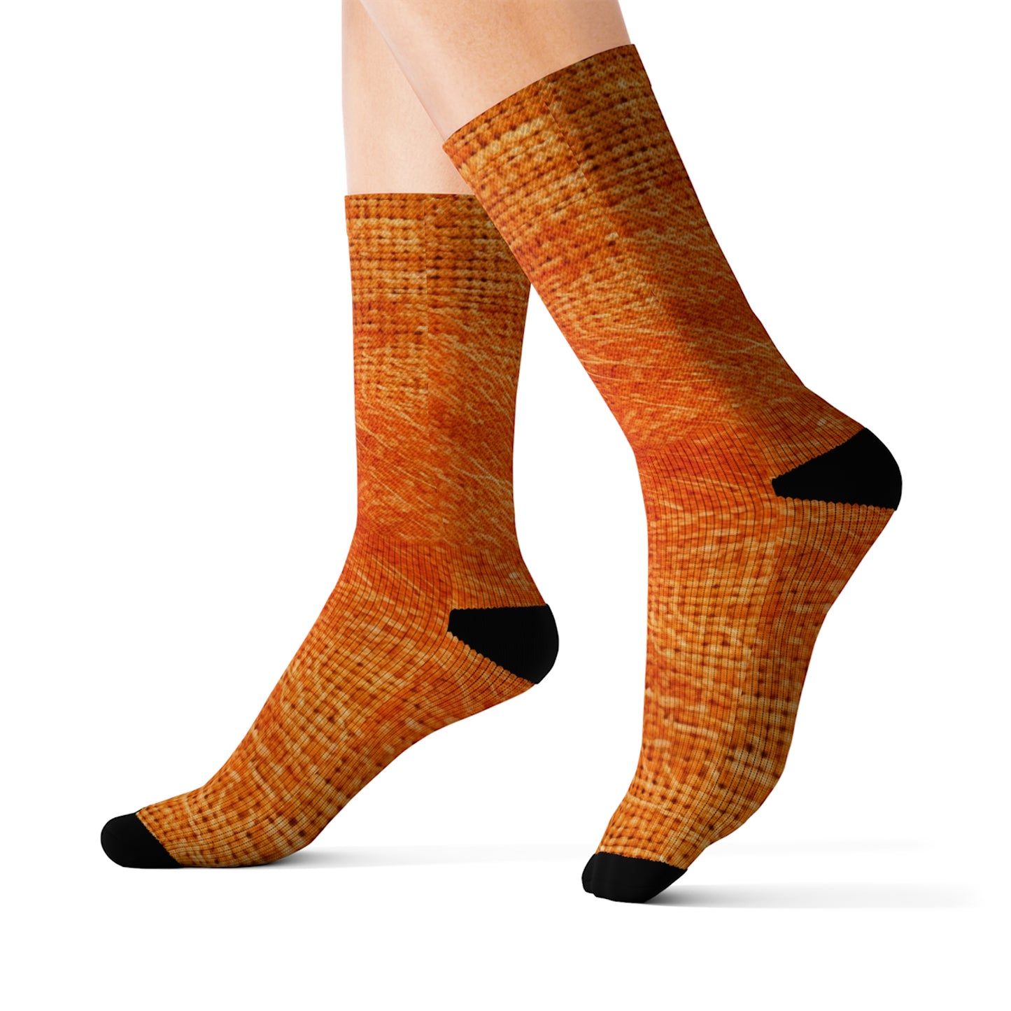 Burnt Orange/Rust: Denim-Inspired Autumn Fall Color Fabric - Sublimation Socks