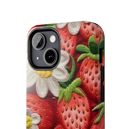 Strawberry Strawberries Embroidery Design - Fresh Pick Red Berry Sweet Fruit - Tough Phone Cases