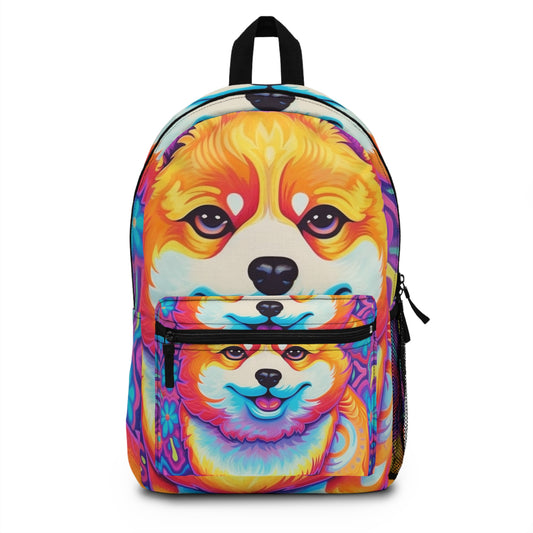 Diseño brillante de Shiba Inu y Corgi: único, vibrante y llamativo - Mochila