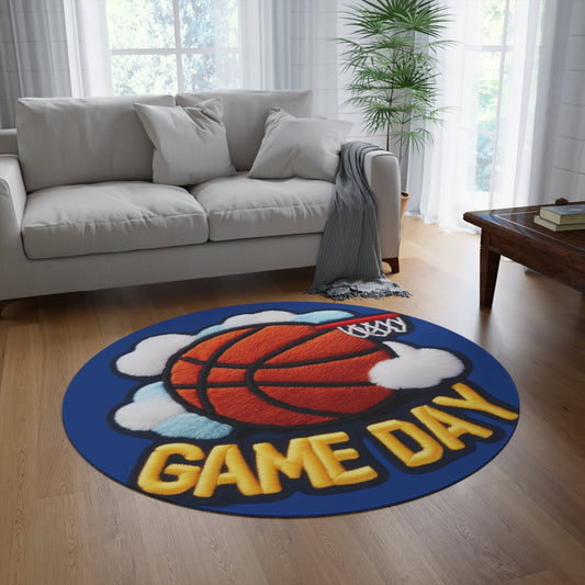 Basketball Game Day, Chenille Patch Graphic, Round Rug