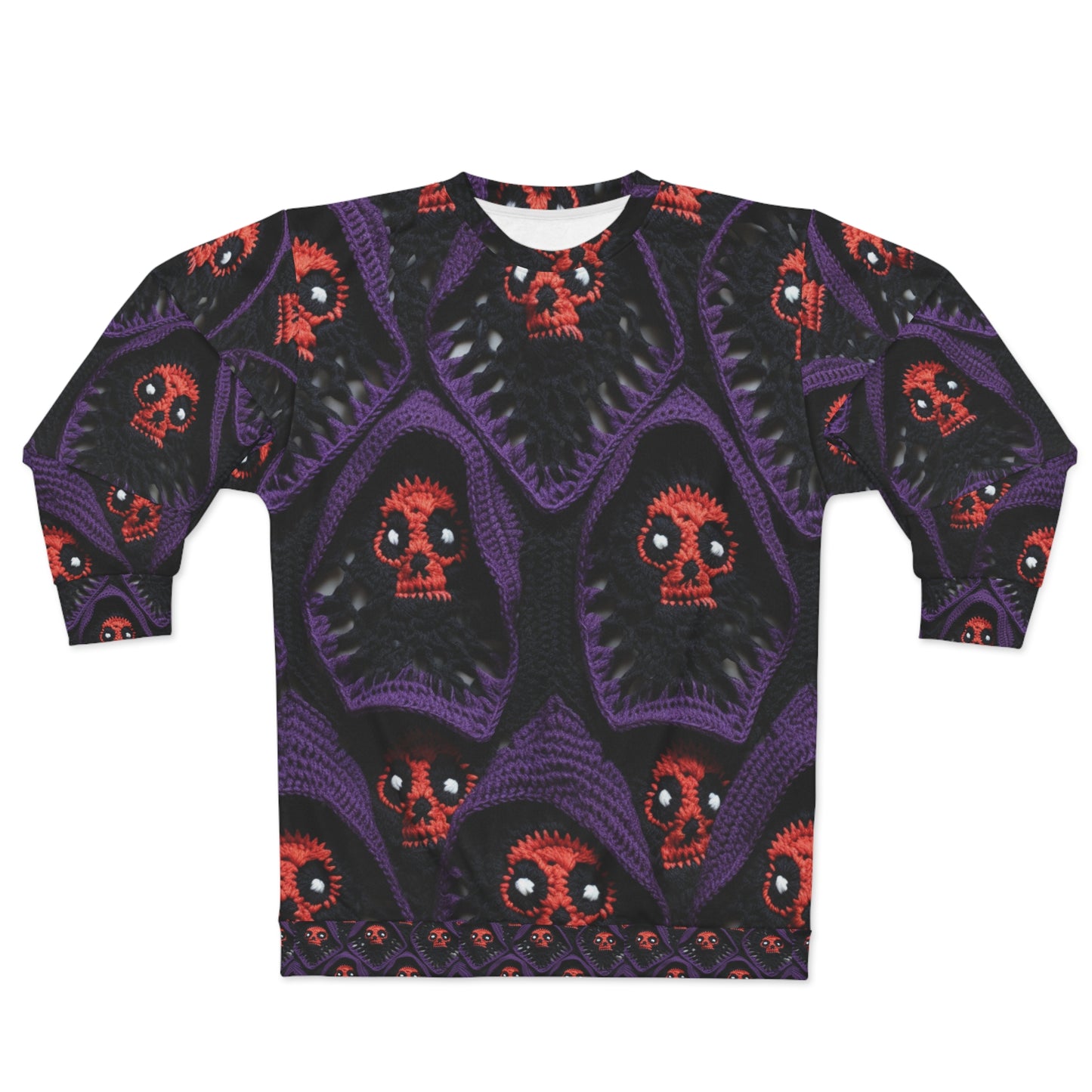 Grim Reaper Crochet Halloween Fright Scare Ghoul Fantasy Horror - Sudadera unisex (AOP)